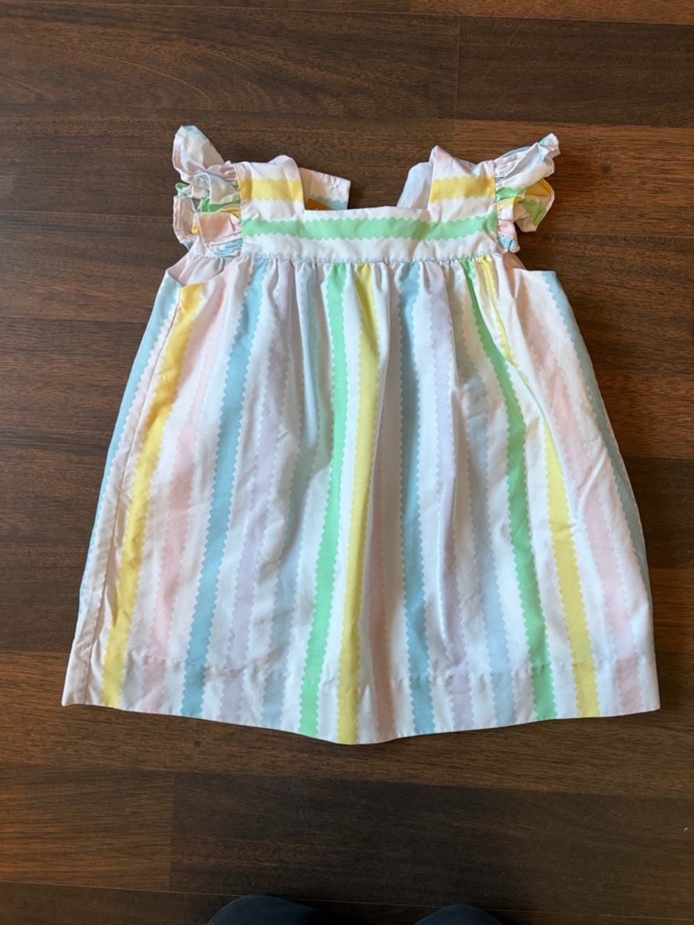 Girls' Pastel Stripe Sundress - White with Pink, Yellow & Green